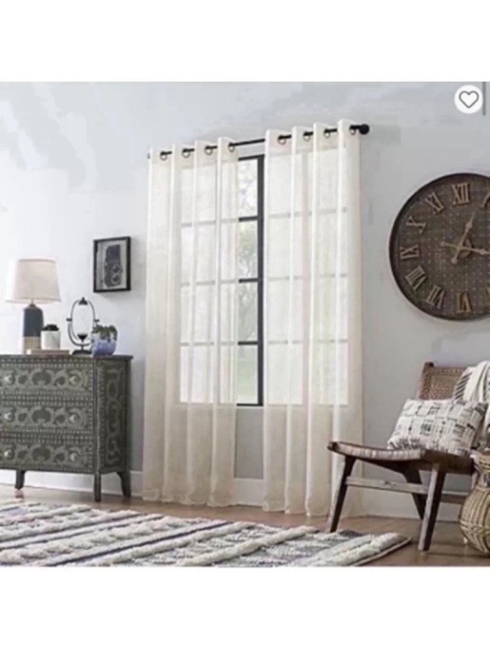 Set of 2 JC Penney Textured Sheer Grommet Top Single Curtain Panels